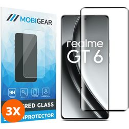 Mobigear Premium Realme GT 6 Glazen Screenprotector - Case Friendly - Zwart (3-Pack)