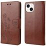 Mobigear Flowers iPhone 14 Hoesje Bookcase Portemonnee - Bruin