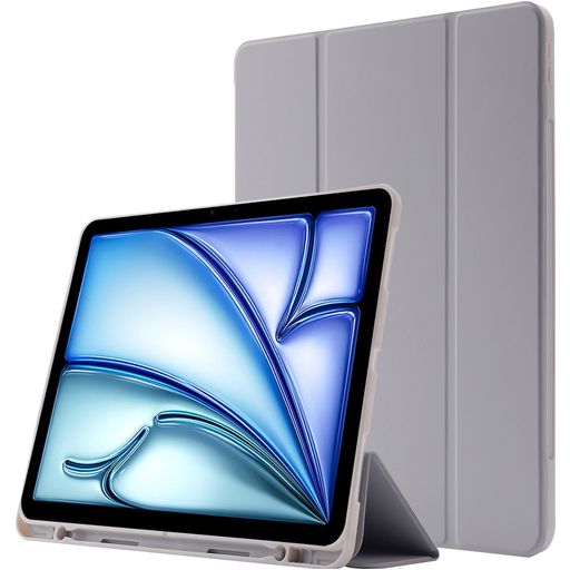 Mobigear Tri-Fold Gel iPad Air 11 Inch (2025) Hoes Bookcase + Stylus Houder - Grijs