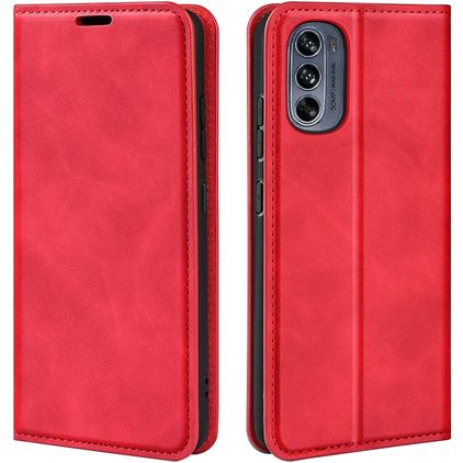 Mobigear Retro Slim Motorola Moto G62 Hoesje Bookcase Portemonnee - Rood