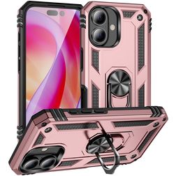 Mobigear Armor Ring iPhone 16 Hoesje Hardcase Backcover Shockproof met Ringhouder - Roségoud