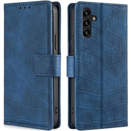 Mobigear Croco Samsung Galaxy A04s Hoesje Bookcase Portemonnee - Blauw