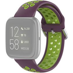 Mobigear Sport Plus Buckle Siliconen Fitbit Versa 2 Bandje Gespsluiting - Groen / Paars