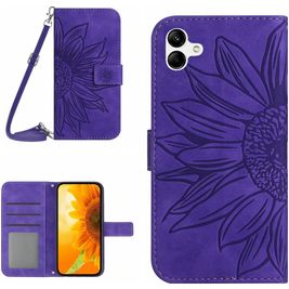 Mobigear Sunflower Samsung Galaxy A05 Hoesje Bookcase Portemonnee - Paars