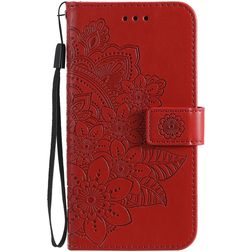 Mobigear Flowers OPPO A54 5G Hoesje Bookcase Portemonnee - Rood