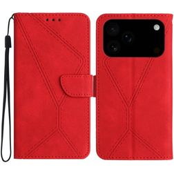 Mobigear Stitch iPhone 17 Pro Max Hoesje Bookcase Portemonnee - Rood