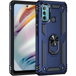 Mobigear Armor Ring Motorola Moto G60 Hoesje Hardcase Backcover Shockproof met Ringhouder - Blauw