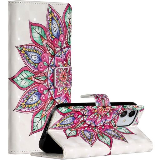 Mobigear Design iPhone 12 Hoesje Bookcase Portemonnee - Mandala