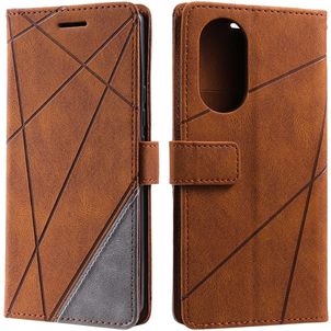 Mobigear Rhombus OPPO Reno 8T 4G Hoesje Bookcase Portemonnee - Bruin