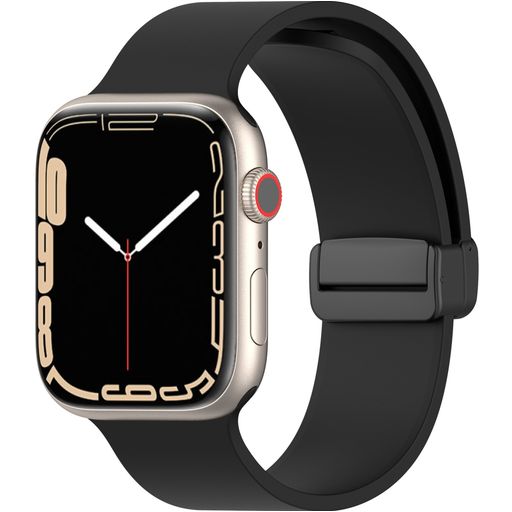 Mobigear Sport Mag Siliconen Apple Watch Bandje Magneetsluiting - 49/46/45/44 mm - Zwart