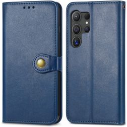 Mobigear Snap Button Samsung Galaxy S25 Plus Hoesje Bookcase Portemonnee - Blauw