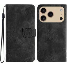 Mobigear Butterfly iPhone 17 Pro Max Hoesje Bookcase Portemonnee - Zwart