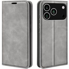 Mobigear Retro Slim iPhone 17 Pro Hoesje Bookcase Portemonnee - Grijs