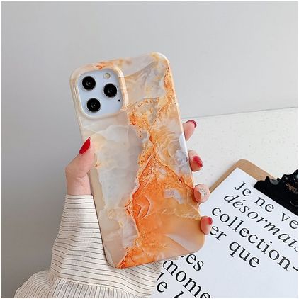 Mobigear Marble iPhone 12 Pro Max Hoesje Flexibel TPU Backcover - Oranje