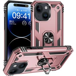 Mobigear Armor Ring iPhone 15 Plus Hoesje Hardcase Backcover Shockproof met Ringhouder - Roségoud