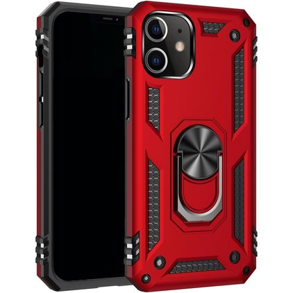 Mobigear Armor Ring iPhone 12 Pro Hoesje Hardcase Backcover Shockproof met Ringhouder - Rood