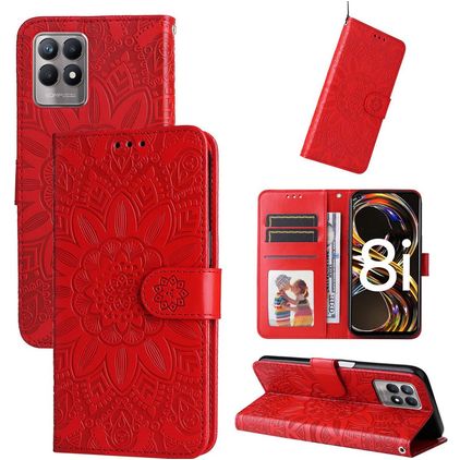 Mobigear Sunflower Realme Narzo 50 4G Hoesje Bookcase Portemonnee - Rood