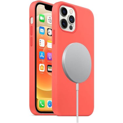 Mobigear Rubber Touch iPhone 12 Pro Siliconen MagSafe Hoesje Backcover - Roze