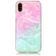 Mobigear Marble iPhone XS Hoesje Flexibel TPU Backcover - Roze / Turquoise