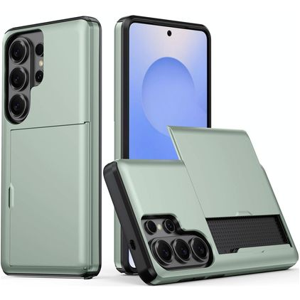 Mobigear Card Samsung Galaxy S26 Ultra Hoesje Hardcase Backcover Shockproof met Pasjeshouder - Donkergroen
