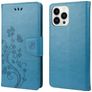 Mobigear Flowers iPhone 14 Pro Hoesje Bookcase Portemonnee - Blauw