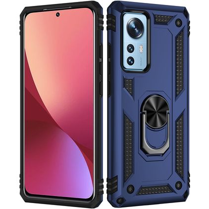 Mobigear Armor Ring Xiaomi 12X Hoesje Hardcase Backcover Shockproof met Ringhouder - Blauw