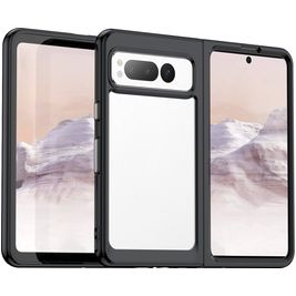 Mobigear Crystal Google Pixel Fold Hoesje Hardcase Backcover - Transparant / Zwart