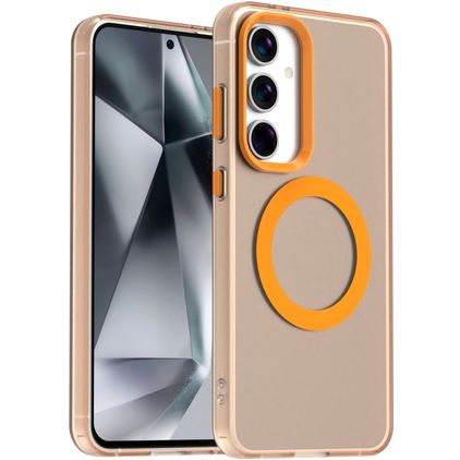 Mobigear Shockproof Samsung Galaxy S24 FE MagSafe Hoesje Hardcase Backcover - Oranje