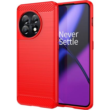 Mobigear Brushed OnePlus 11 Hoesje Flexibel TPU Backcover - Rood