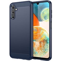 Mobigear Brushed Slim Samsung Galaxy A14 Hoesje Flexibel TPU Backcover - Blauw