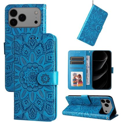 Mobigear Sunflower iPhone 18 Pro Max Hoesje Bookcase Portemonnee - Blauw