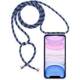 Mobigear Lanyard iPhone 11 Flexibel TPU Hoesje met koord - Transparant / Blauw