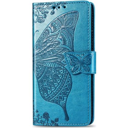 Mobigear Butterfly Motorola One Action Hoesje Bookcase Portemonnee - Blauw