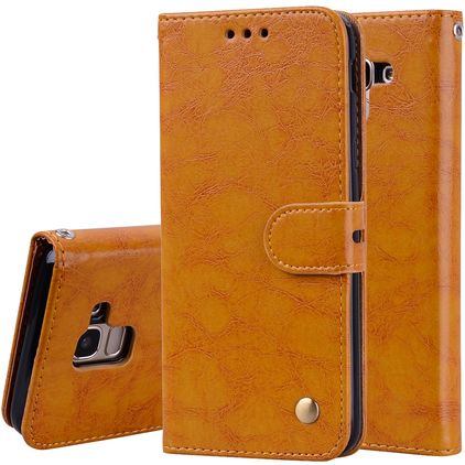 Mobigear Wallet Samsung Galaxy J6 (2018) Hoesje Bookcase Portemonnee - Cognac