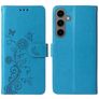 Mobigear Flowers Samsung Galaxy S24 FE Hoesje Bookcase Portemonnee - Blauw