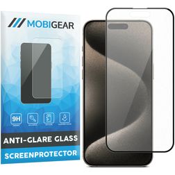 Mobigear Premium iPhone 15 Pro Max Glazen Screenprotector Anti-Glare - Case Friendly - Zwart