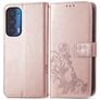 Mobigear Clover Motorola Edge (2021) Hoesje Bookcase Portemonnee - Roségoud