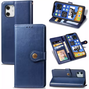 Mobigear Snap Button iPhone 12 Mini Hoesje Bookcase Portemonnee - Blauw