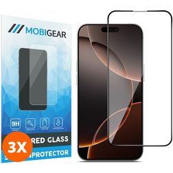 Mobigear Premium iPhone 16 Pro Max Glazen Screenprotector - Case Friendly - Zwart (3-Pack)