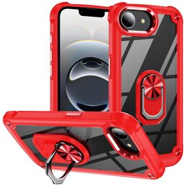Mobigear Crystal Ring iPhone 16e Hoesje Hardcase Backcover met Ringhouder - Rood