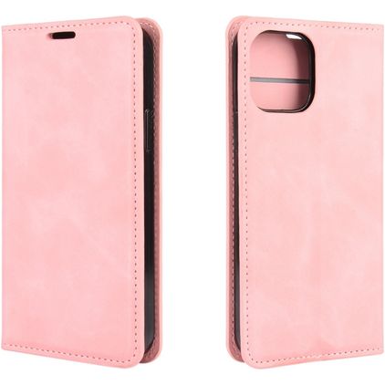 Mobigear Retro Slim iPhone 12 Hoesje Bookcase Portemonnee - Roze