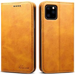 Suteni Art iPhone 11 Hoesje Bookcase Portemonnee - Cognac