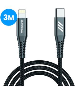 Mobigear Nylon USB-C naar Apple Lightning Kabel MFI 3 m - Zwart