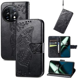 Mobigear Butterfly OnePlus 11 Hoesje Bookcase Portemonnee - Zwart