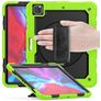 Mobigear SureGrip Xtreme iPad Air 13 Inch (2024) Hoes Hard Kunststof,Siliconen Backcover + Stylus Houder + Schouderband + Standaard - Groen