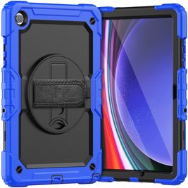 Mobigear SureGrip Xtreme Samsung Galaxy Tab A9 Plus (2023) Hoes Hard Kunststof,Siliconen Backcover + Schouderband + Standaard - Blauw