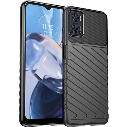 Mobigear Groove Motorola Moto E22 Hoesje Flexibel TPU Backcover - Zwart