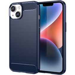 Mobigear Brushed Slim iPhone 15 Hoesje Flexibel TPU Backcover - Blauw