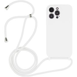 Mobigear Lanyard iPhone 15 Pro Siliconen Hoesje met koord - Wit Mobigear Lanyard iPhone 15 Pro Siliconen Hoesje met koord - Wit