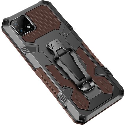 Mobigear Armor Stand Realme C21 Hoesje Hardcase Backcover Shockproof met Standaard - Bruin